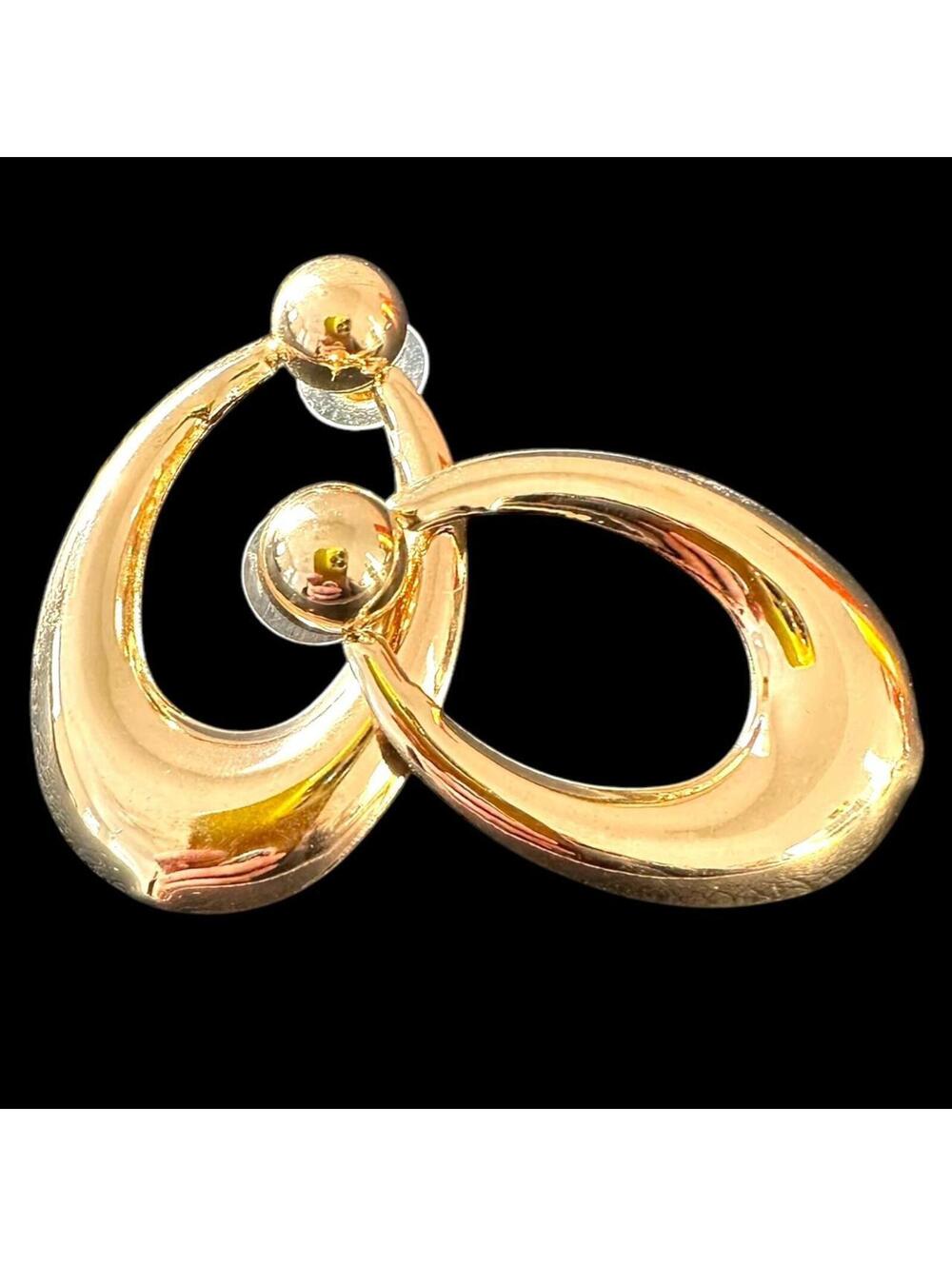 Gold‎ Tone Oval Hoop Earrings